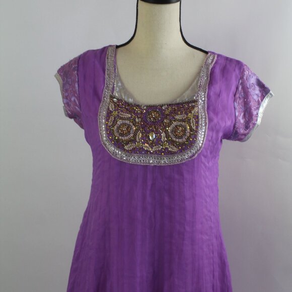 Purple Long Tunic with Design Small - Made in India - Picture 3 of 14